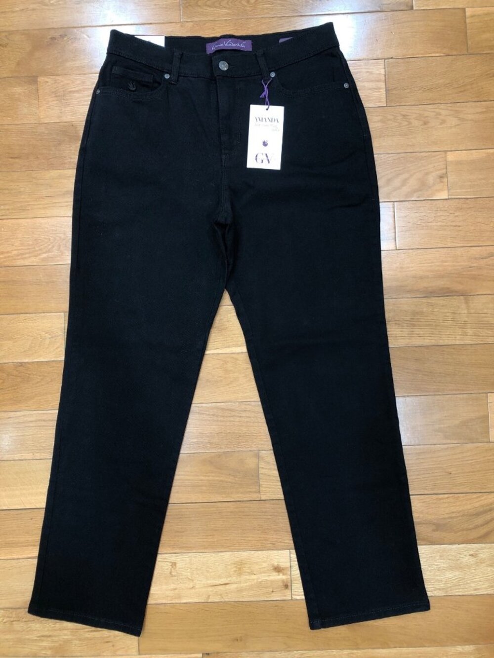 Gloria Vanderbilt Amanda Slimming High Rise Tapered Leg Black Pant Size 10S